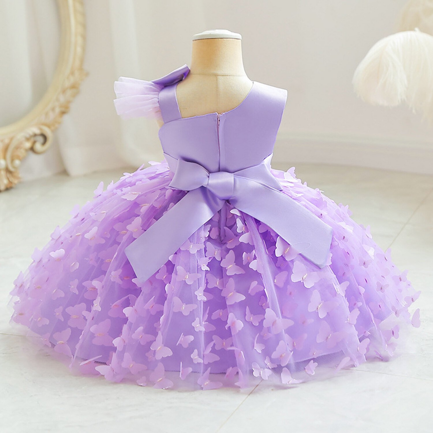 LOEL Toddler Baby Girls Butterfly Dress Flower Girl Sleeveless Princess Dresses Party Wedding Gown