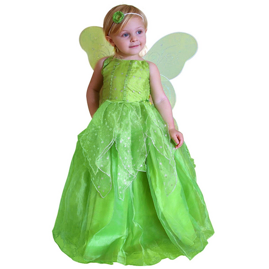 LOEL Tiana Costume for Girls Toddler Halloween Birthday Party Fairy Elf Dress up with Wings