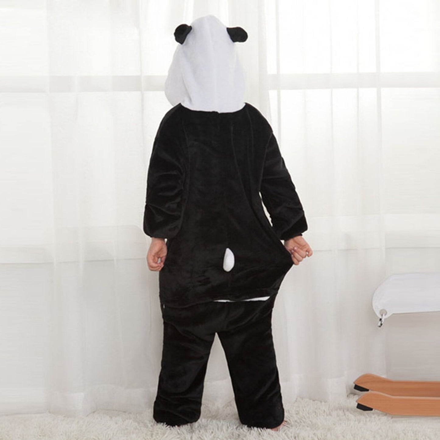 KAWELL Unisex Panda Parent-Child One-Piece Pajamas Flannel Animal Pajamas Costume Halloween Christmas Cosplay