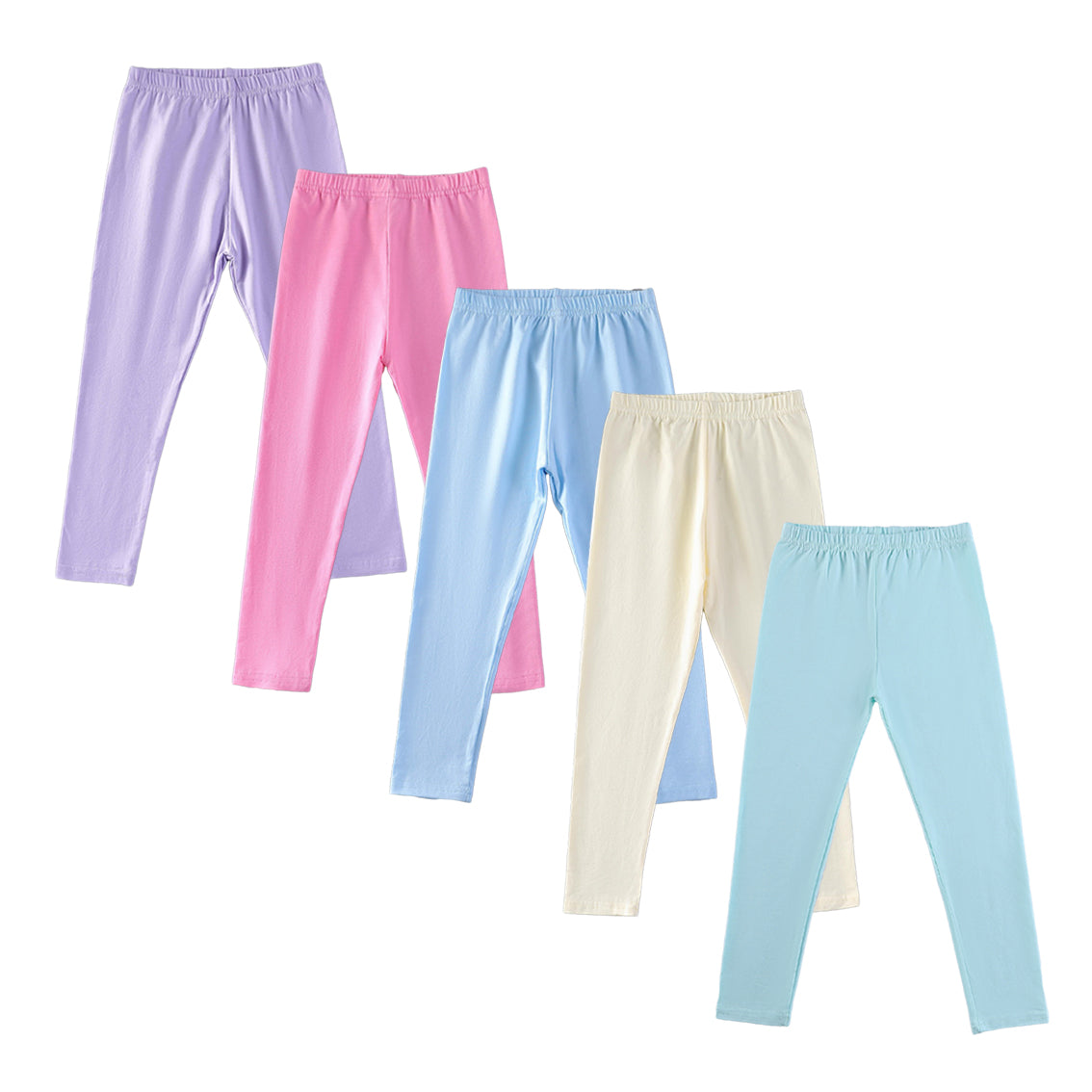 HuaAngel 5 Pack Girls Cotton Leggings with Elastic Waistband for School and Sports Sizes 4-12