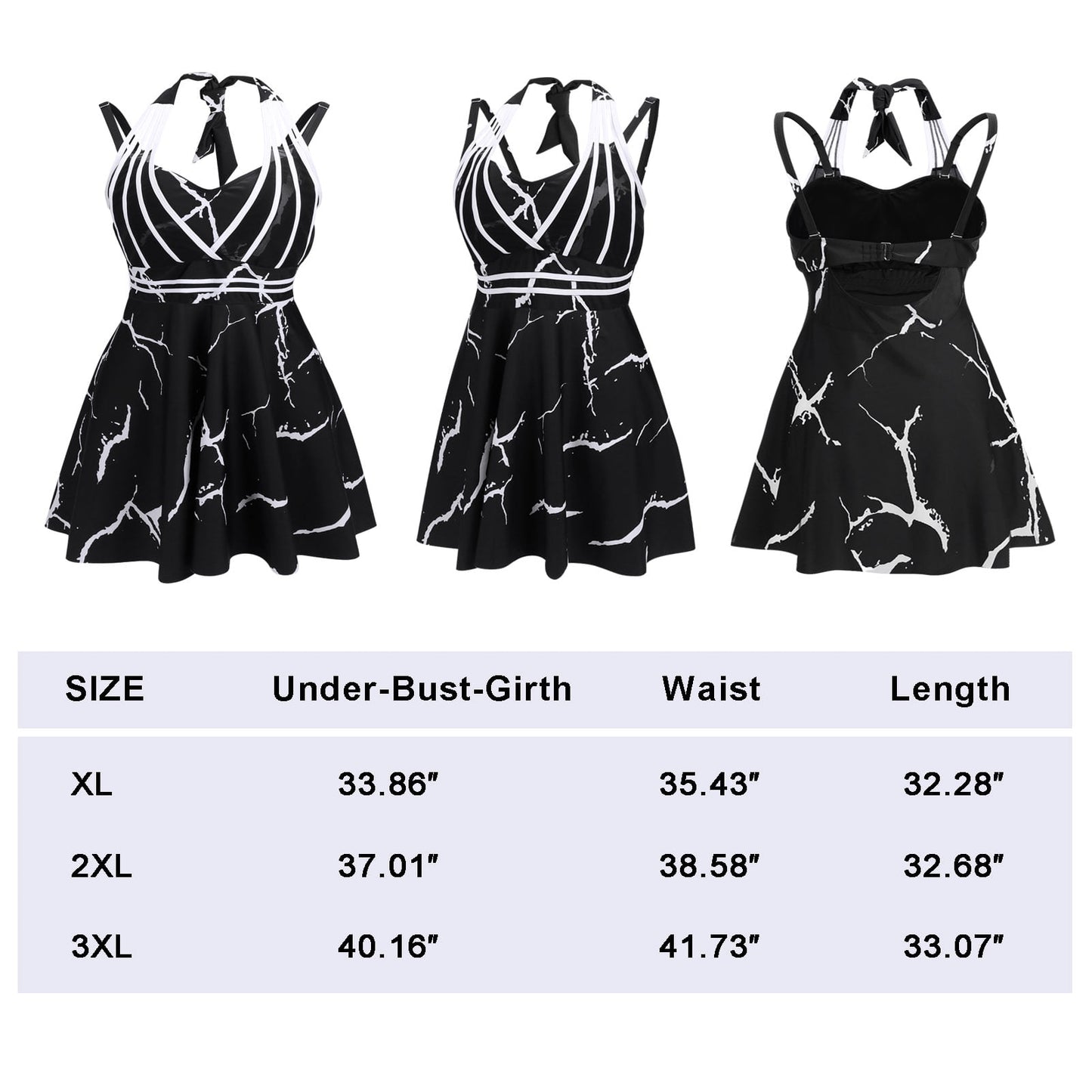 Womens Halter Swimdress Plus Size Two Piece Swimsuit Tankini Set