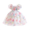 KAWELL Easter Dress for Girls Puff Sleeve Floral Dress Wedding Pageant Party Ball Gown Dresses