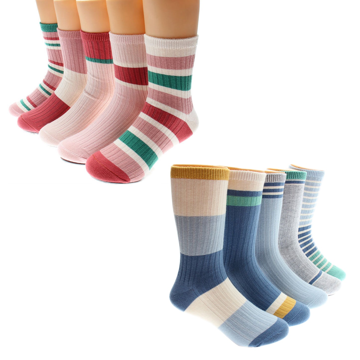 HuaAngel Boys Girls Socks 10 Pairs Long Socks Cotton Sports Socks 3-15Years