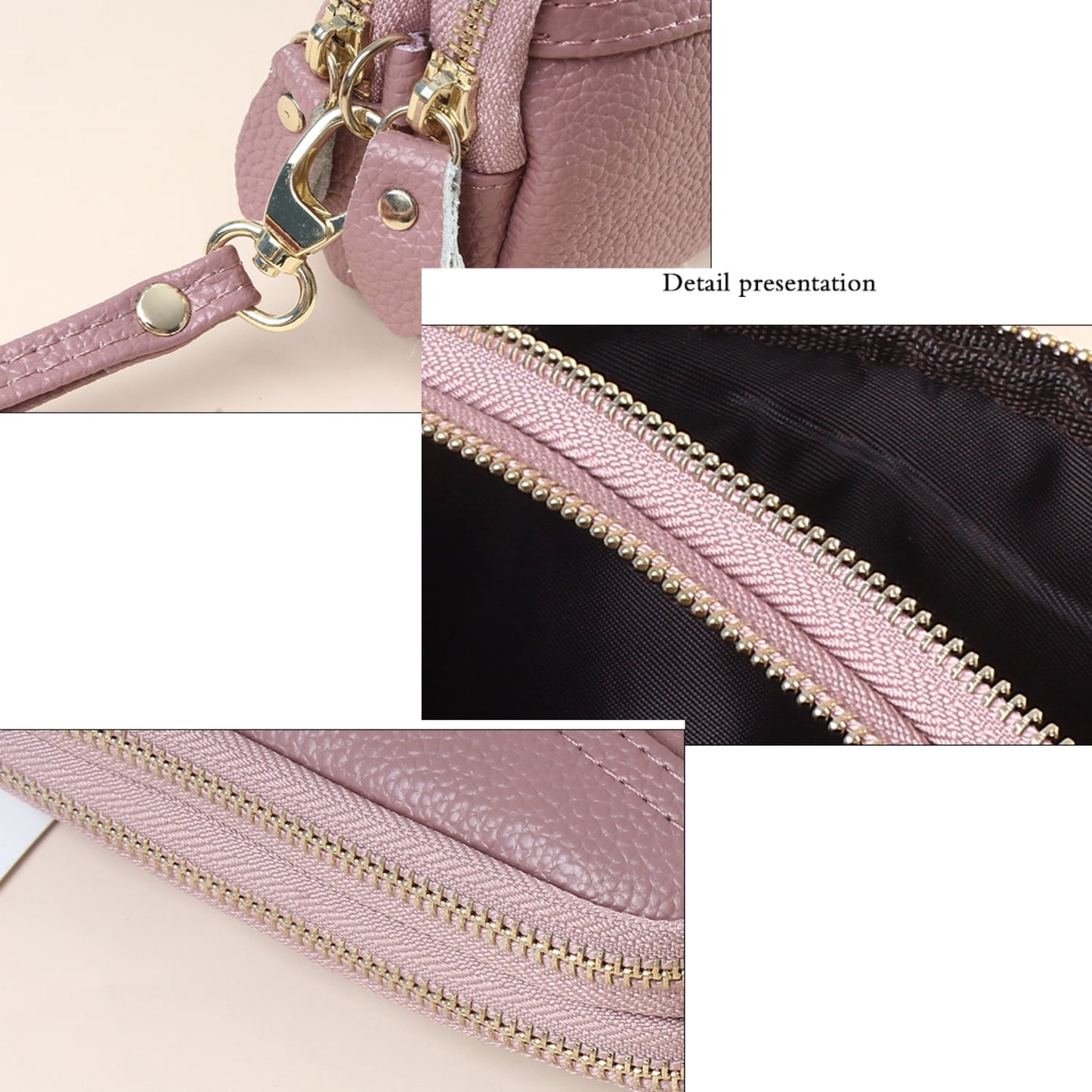 HAWEE Cellphone Wallet for Women Genuine Leather Clutch Purse Large Capacity Double Zipper Wristlet Wallet for Ladies
