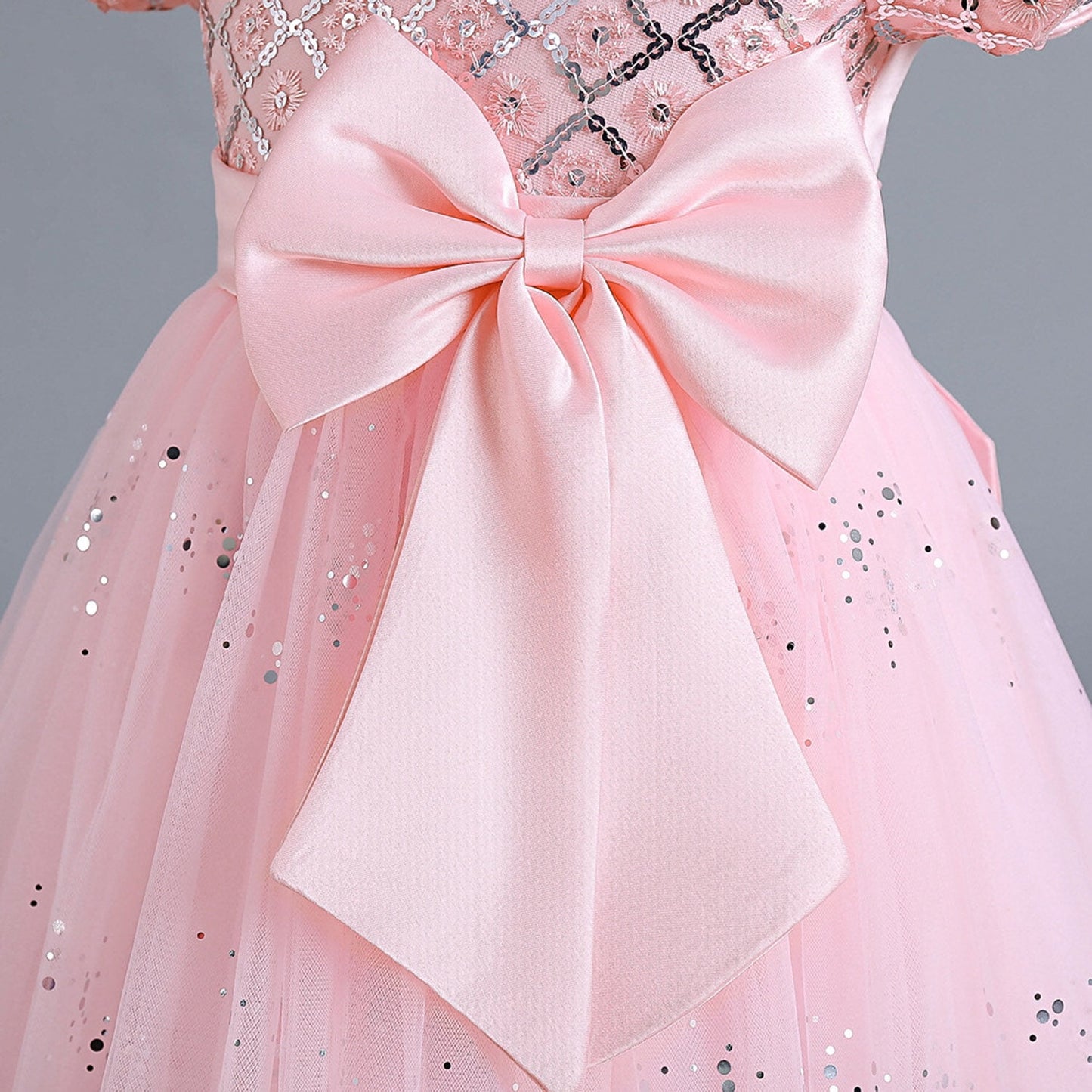 Phenas Flower Girl Lace Bridesmaid Dress High-Low Kids Wedding Party Birthday Sequin Tulle Dresses