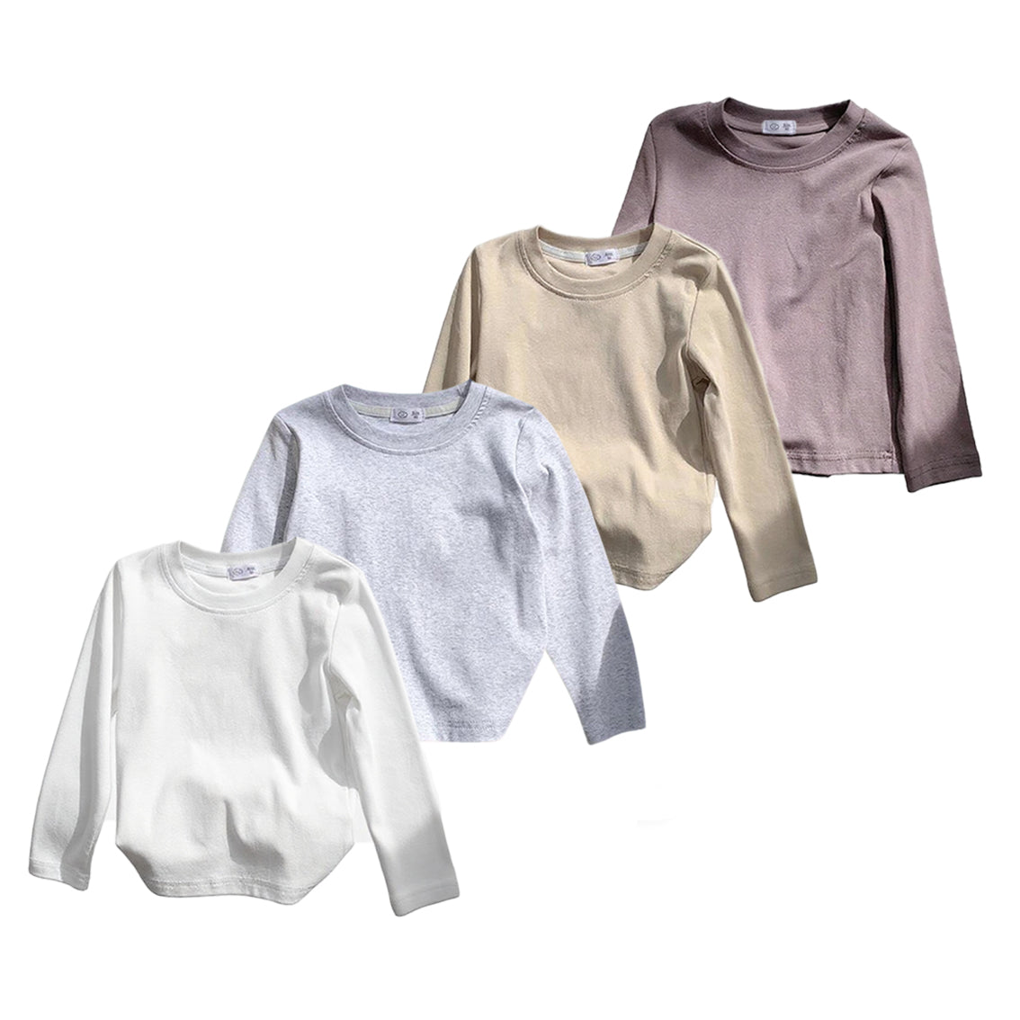 HuaAngel Boys Girls Cotton Long Sleeve Crew Neck T-Shirt 4 Packs Sizes 2-8