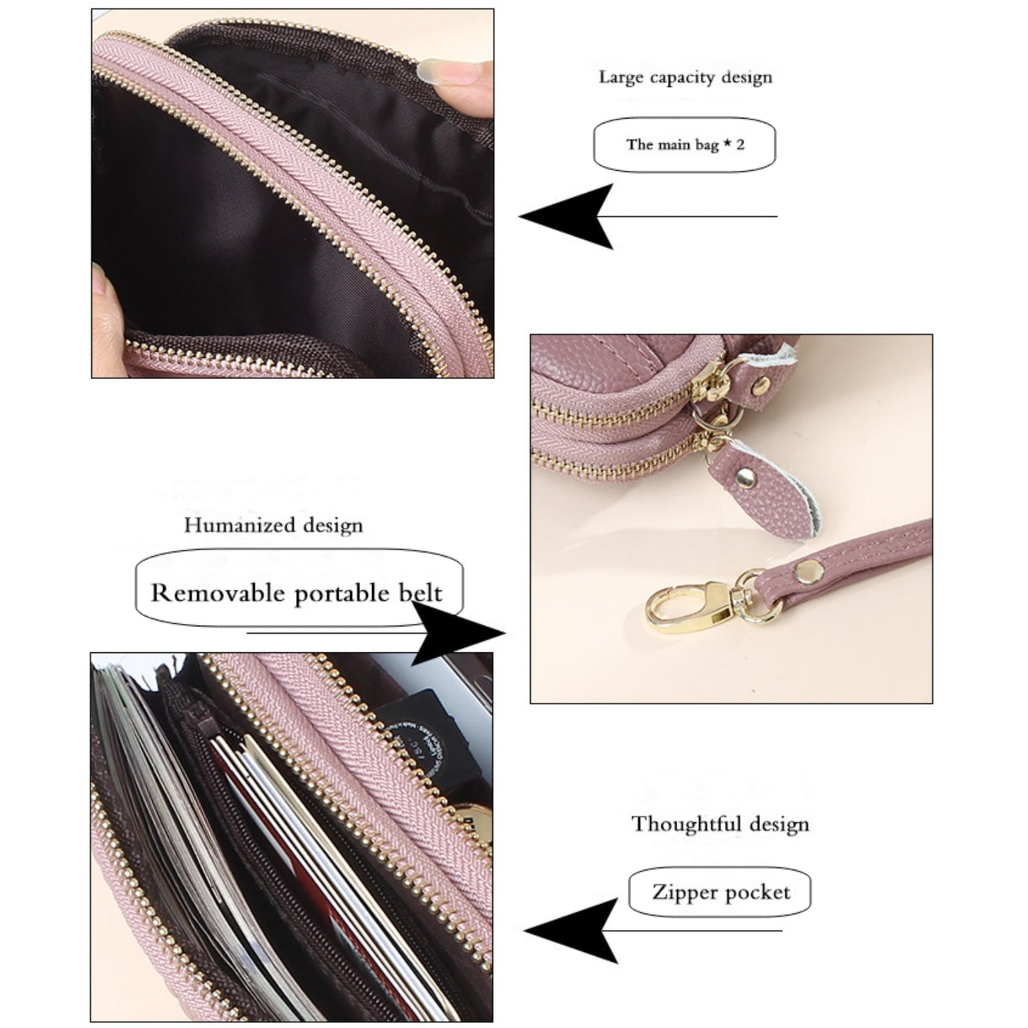 HAWEE Cellphone Wallet for Women Genuine Leather Clutch Purse Large Capacity Double Zipper Wristlet Wallet for Ladies