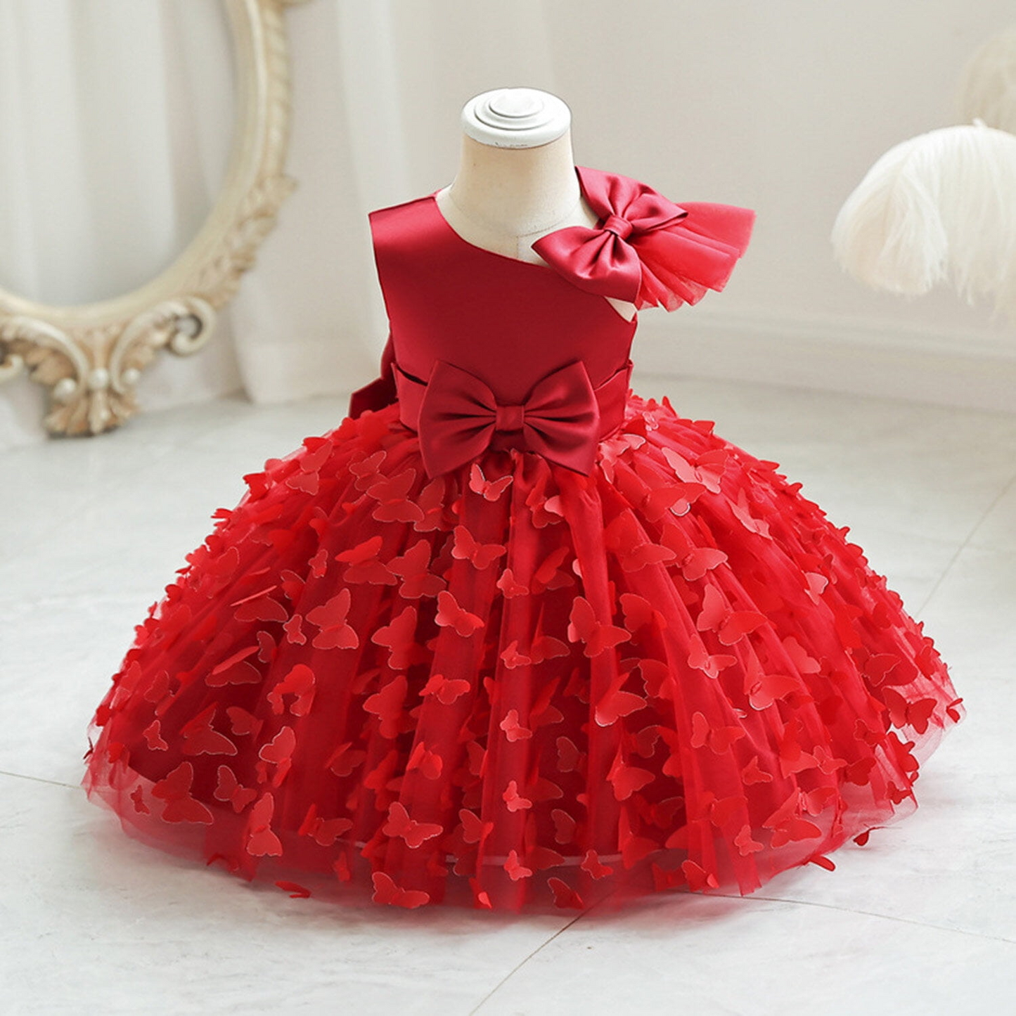 LOEL Toddler Baby Girls Butterfly Dress Flower Girl Sleeveless Princess Dresses Party Wedding Gown