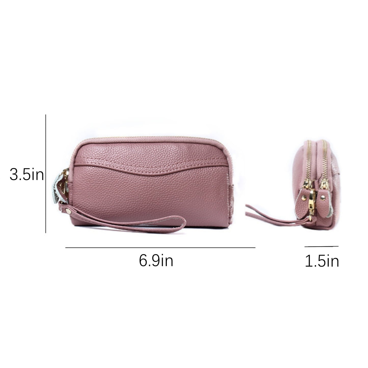 HAWEE Cellphone Wallet for Women Genuine Leather Clutch Purse Large Capacity Double Zipper Wristlet Wallet for Ladies
