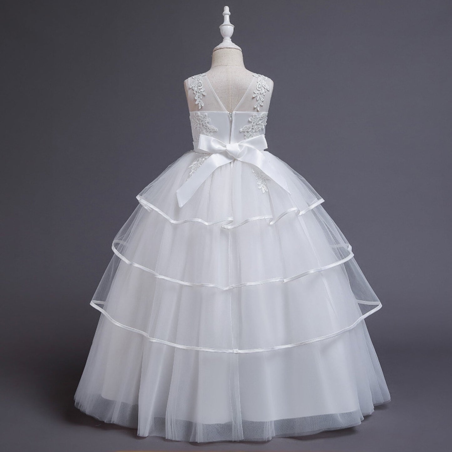 Phenas Girls Lace Bridesmaid Dress Flower Kid Wedding Ball Gown Toddler Princess Pageant Evening Dresses