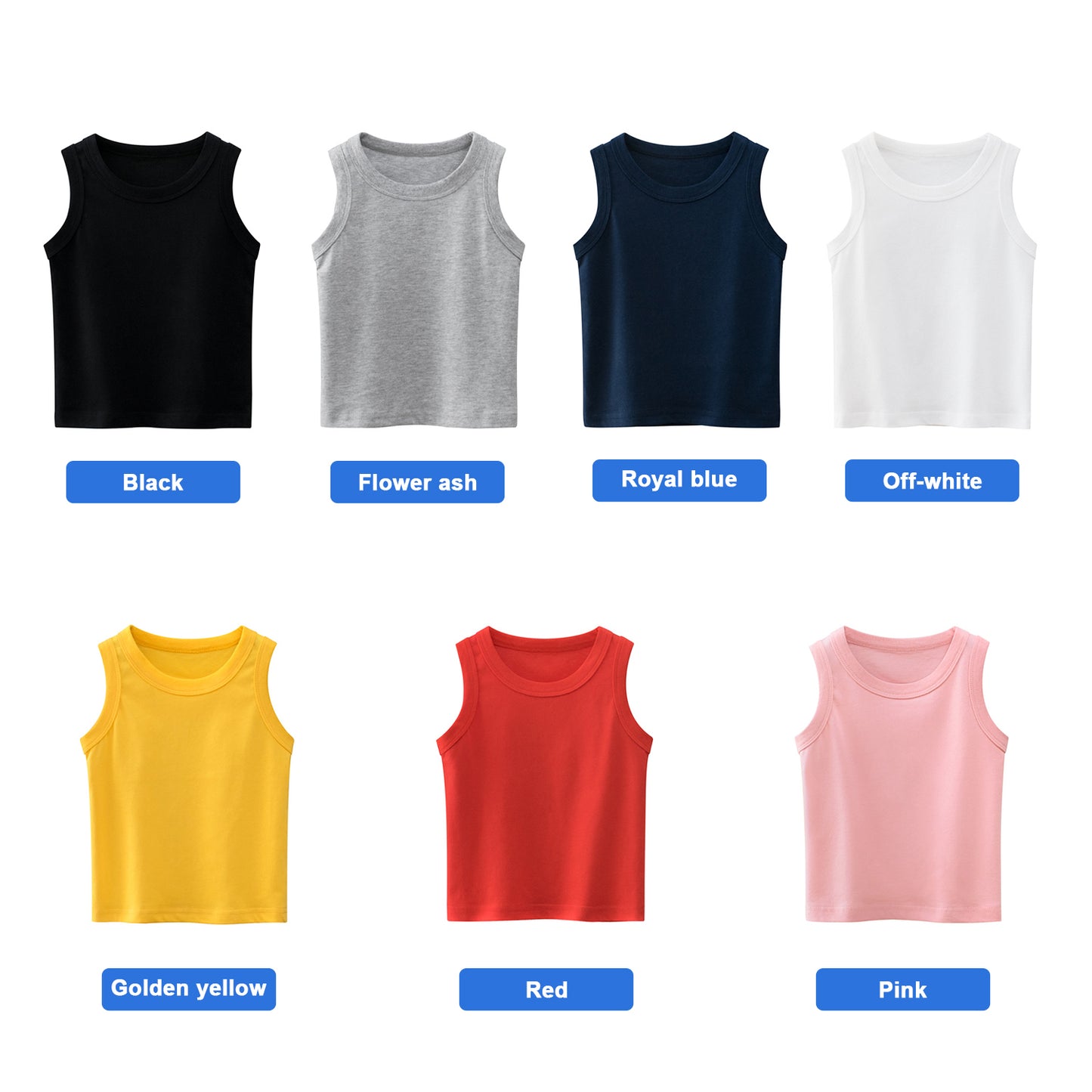 Phenas 7-Pack Toddler Boys Cotton Sleeveless Tank Tops,2-7T