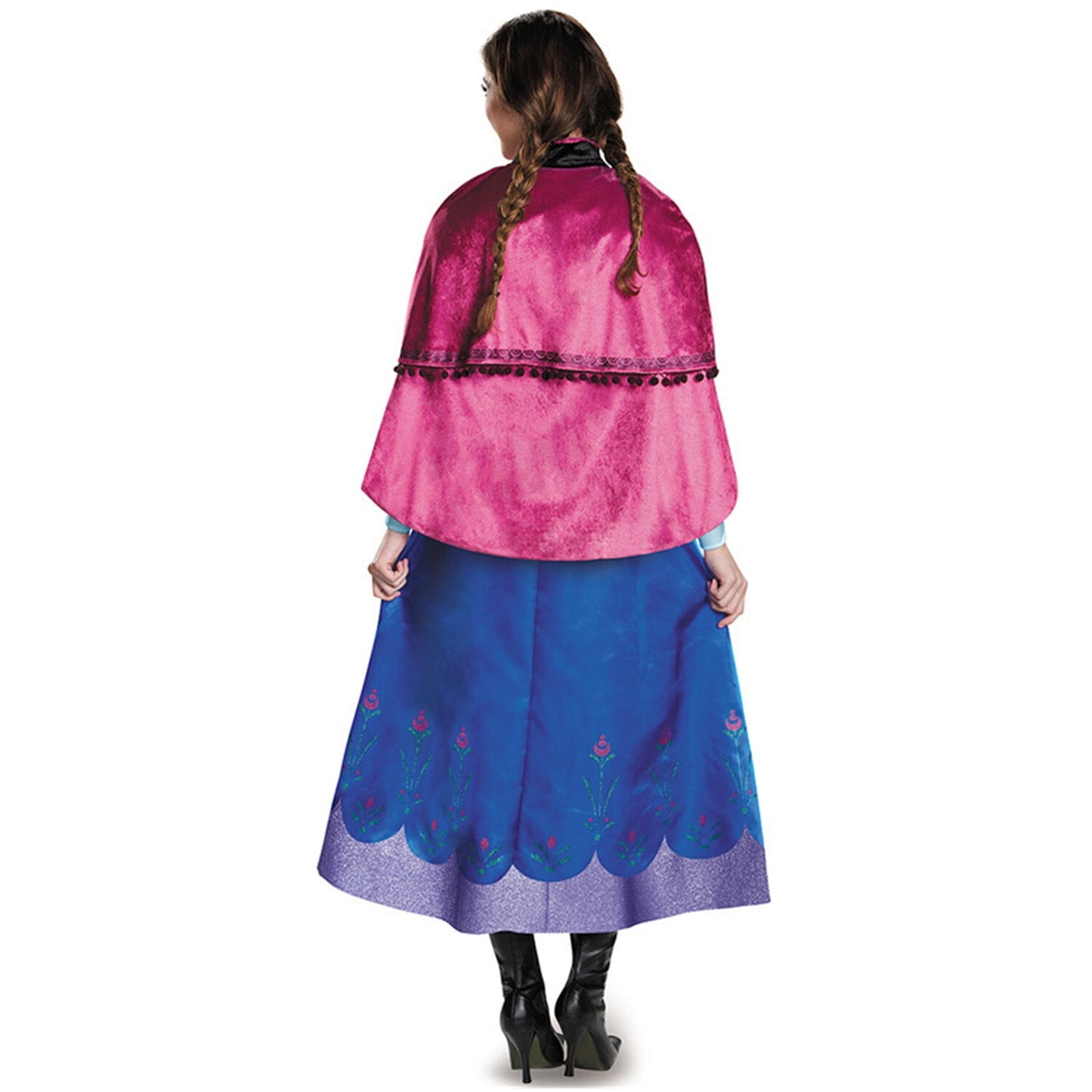 KAWELL Halloween Adult Princess Anna Dress Costume with Cape Birthday Cosplay Dress Up