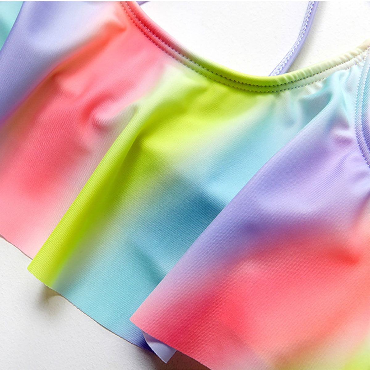 LOEL Girls Two Piece Swimsuits Bikini Set Rainbow Strips Bikini Swimwear Summer Beach Bathing Suit