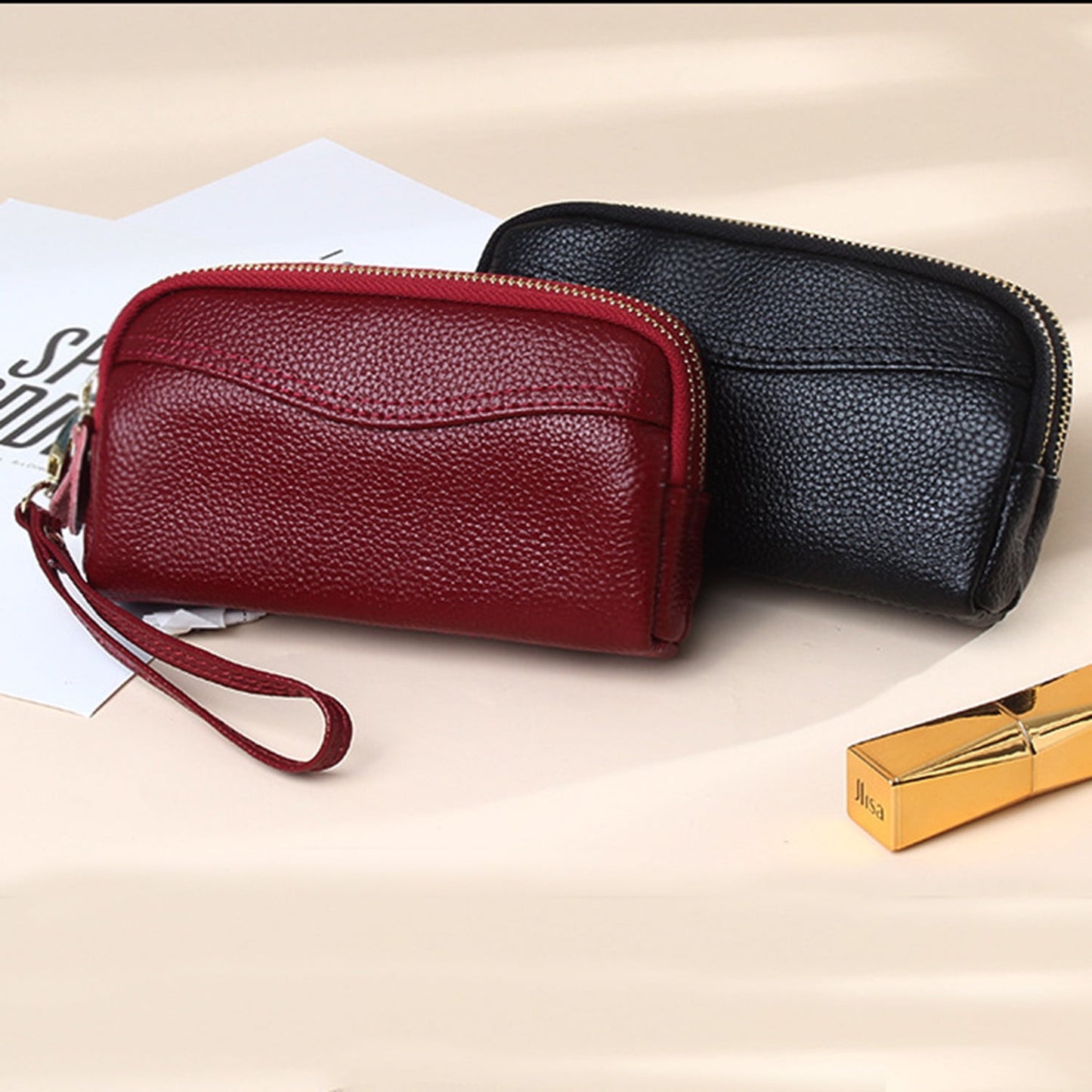 HAWEE Cellphone Wallet for Women Genuine Leather Clutch Purse Large Capacity Double Zipper Wristlet Wallet for Ladies