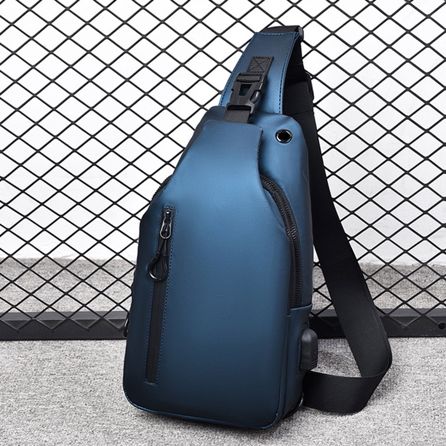 Phenas Mens Sling Bag, Waterproof Sling Bag with USB Charging Port Casual Daypack Chest Crossbody Bag