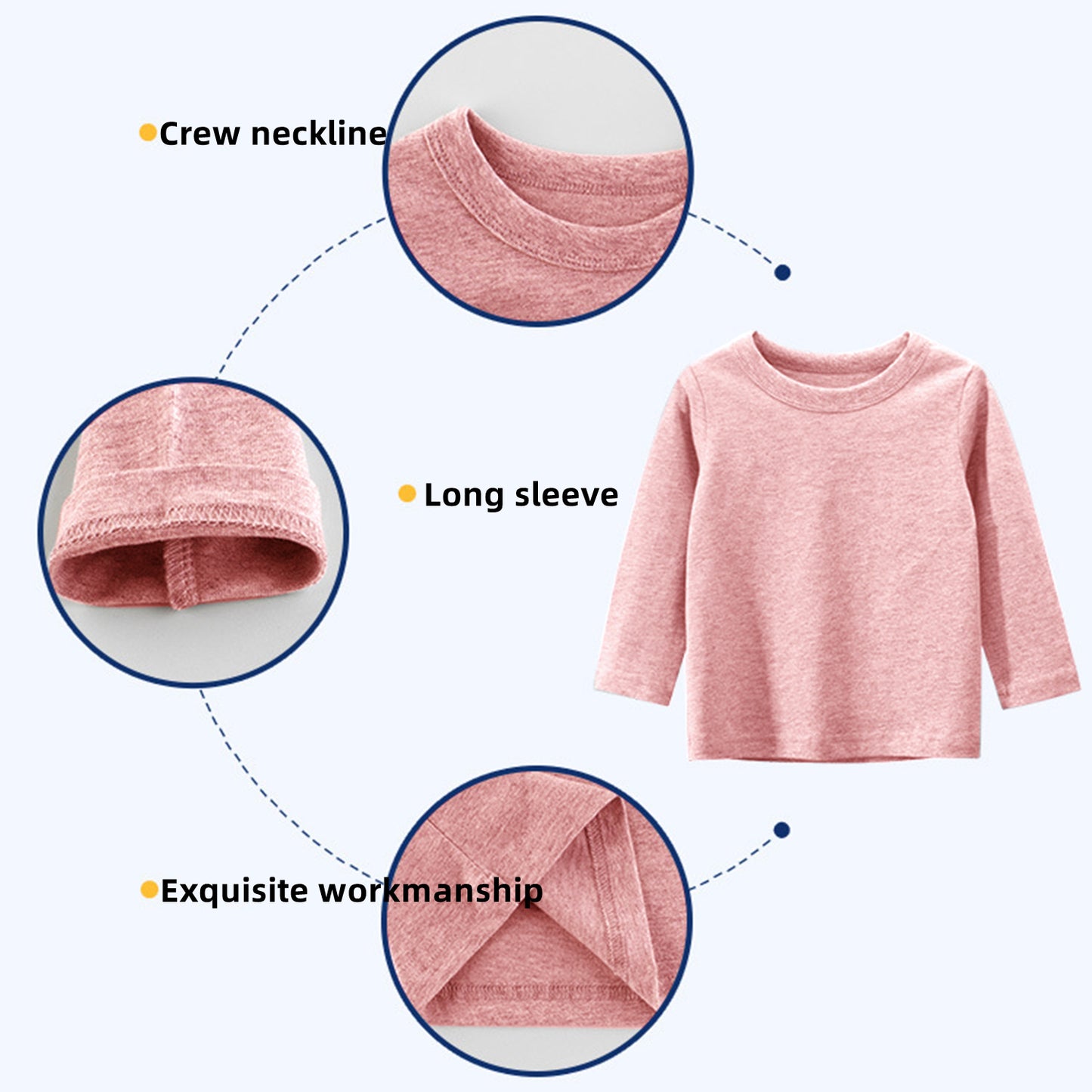 Phenas Toddler Girls 3 Packs Long Sleeve Shirts,100% Cotton Casual Crewneck Basic T-Shirt 2-7T
