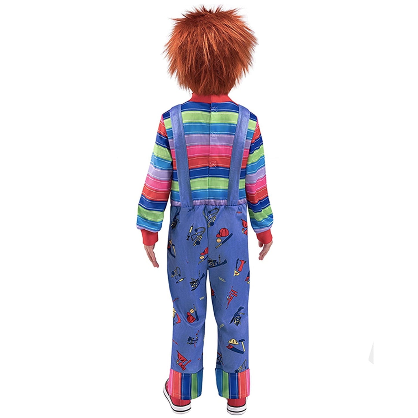 Phenas Kids Haunted Doll Costume,Red & Blue Striped Jumpsuit for Halloween Cosplay Costume