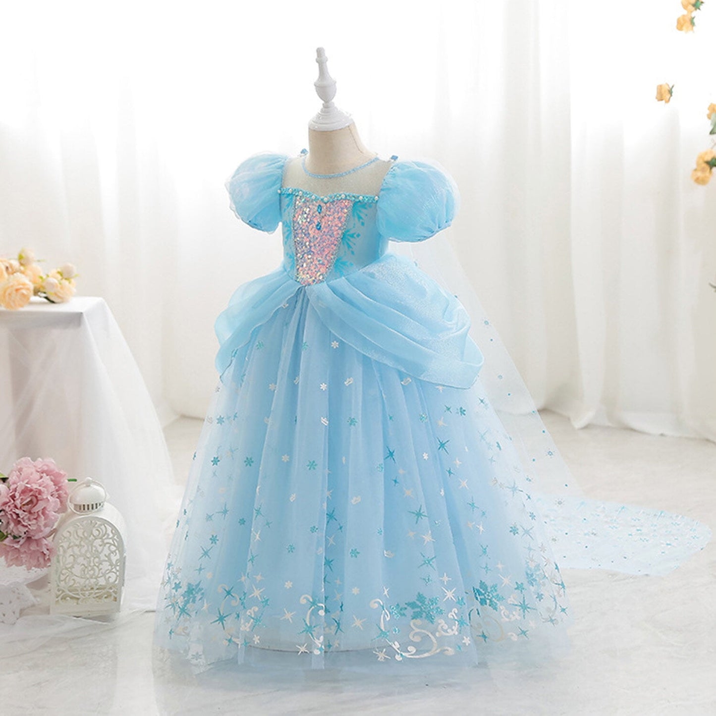 Phenas Princess Costume for Girls Princess Dress Halloween Fancy Party Dress Princess Dress Up Clothes for Little Girls