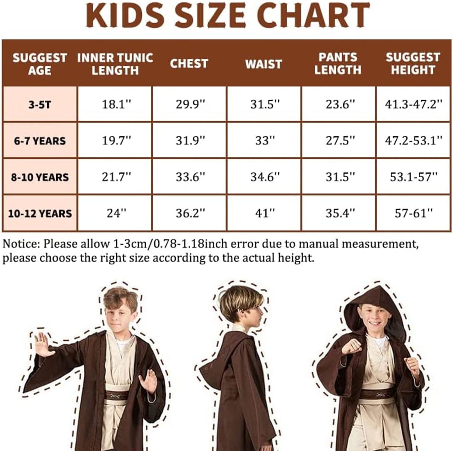Phenas Knight Costume for Kids Halloween Cosplay Tunic Hooded Cape Sci-fi Film Classic Robe Outfit 3-14 Years