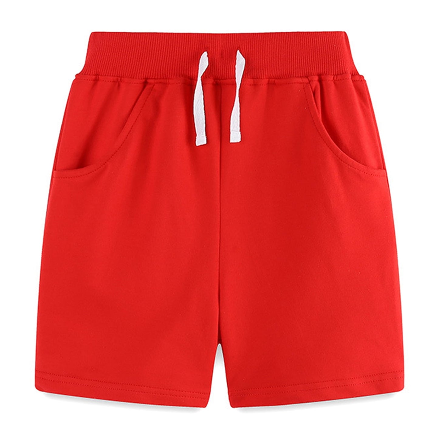 Phenas Toddler Kid Boy Summer 4 Pack Solid Cotton Shorts with Drawstring Pull On Active Jogger Shorts for Boys