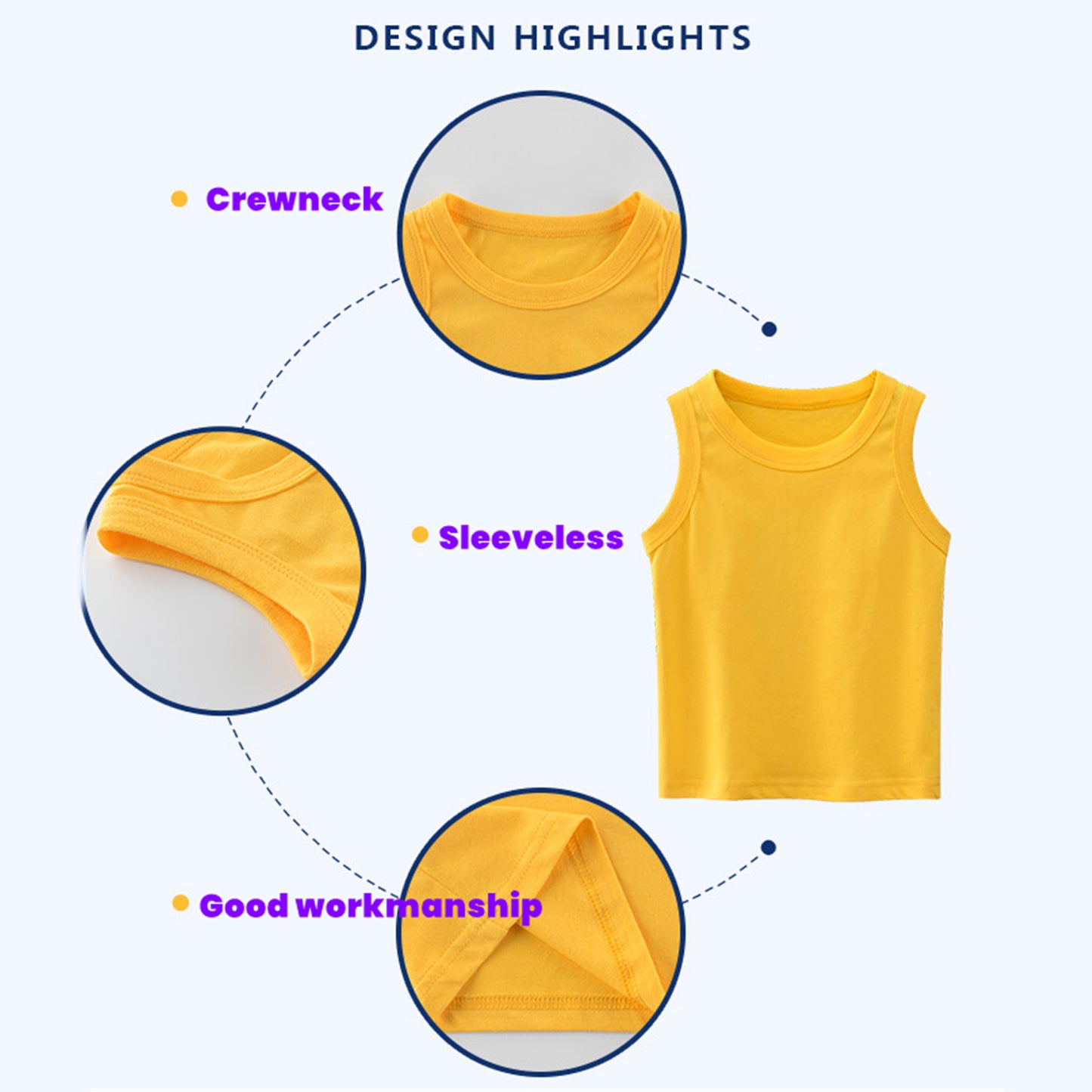 Phenas 7-Pack Toddler Boys Cotton Sleeveless Tank Tops,2-7T