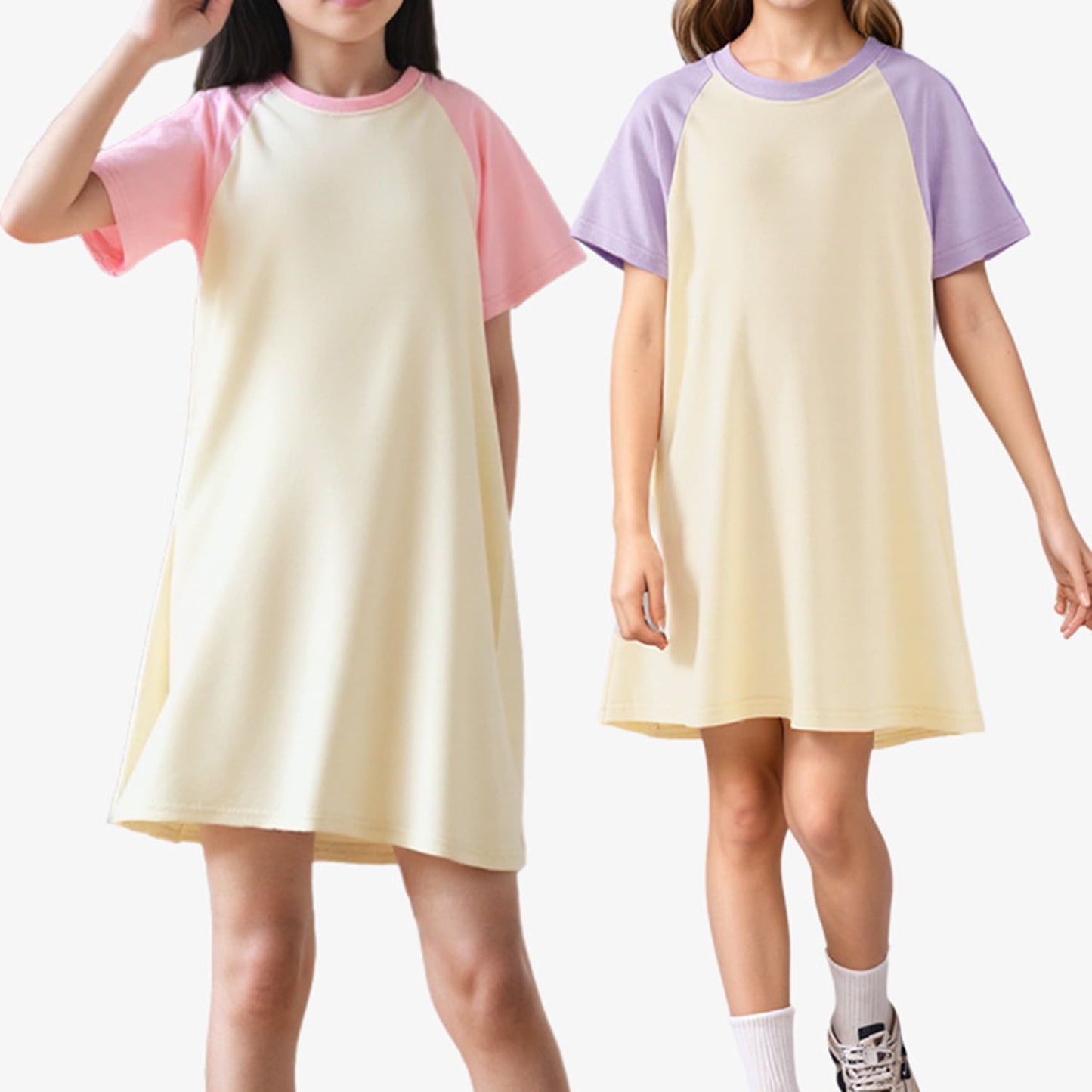 Pheans Girl's Solid Nightgowns Cotton Sleep Shirts Sleepwear Princess Nightdress