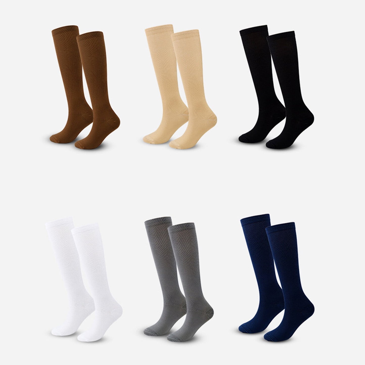 KAWELL Compression Socks for Women and Men, 15-20 mmHg Support Knee High Socks for Running,Nursing,Athletic