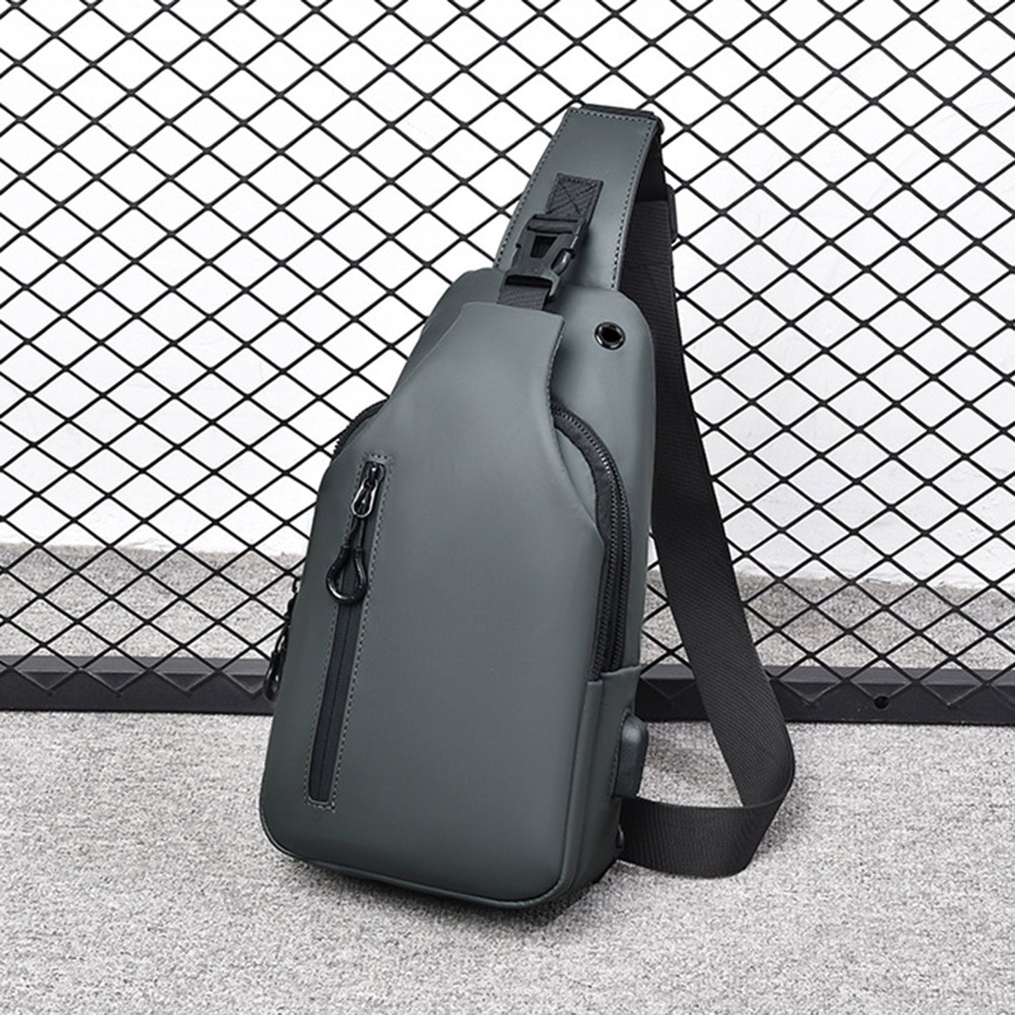 Phenas Mens Sling Bag, Waterproof Sling Bag with USB Charging Port Casual Daypack Chest Crossbody Bag