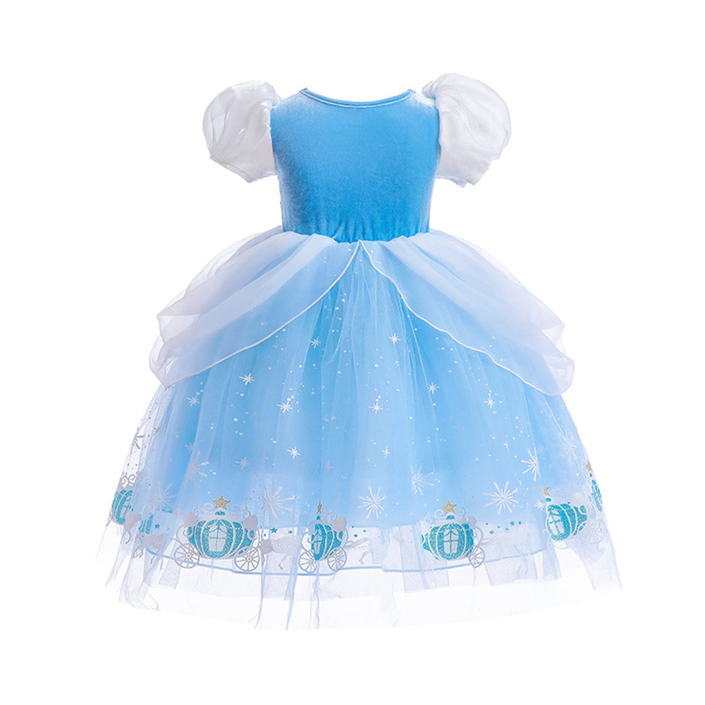 LOEL Cinderella Costume Girl Fancy Costume Princess Dress Halloween Party Role Play with Sleeves
