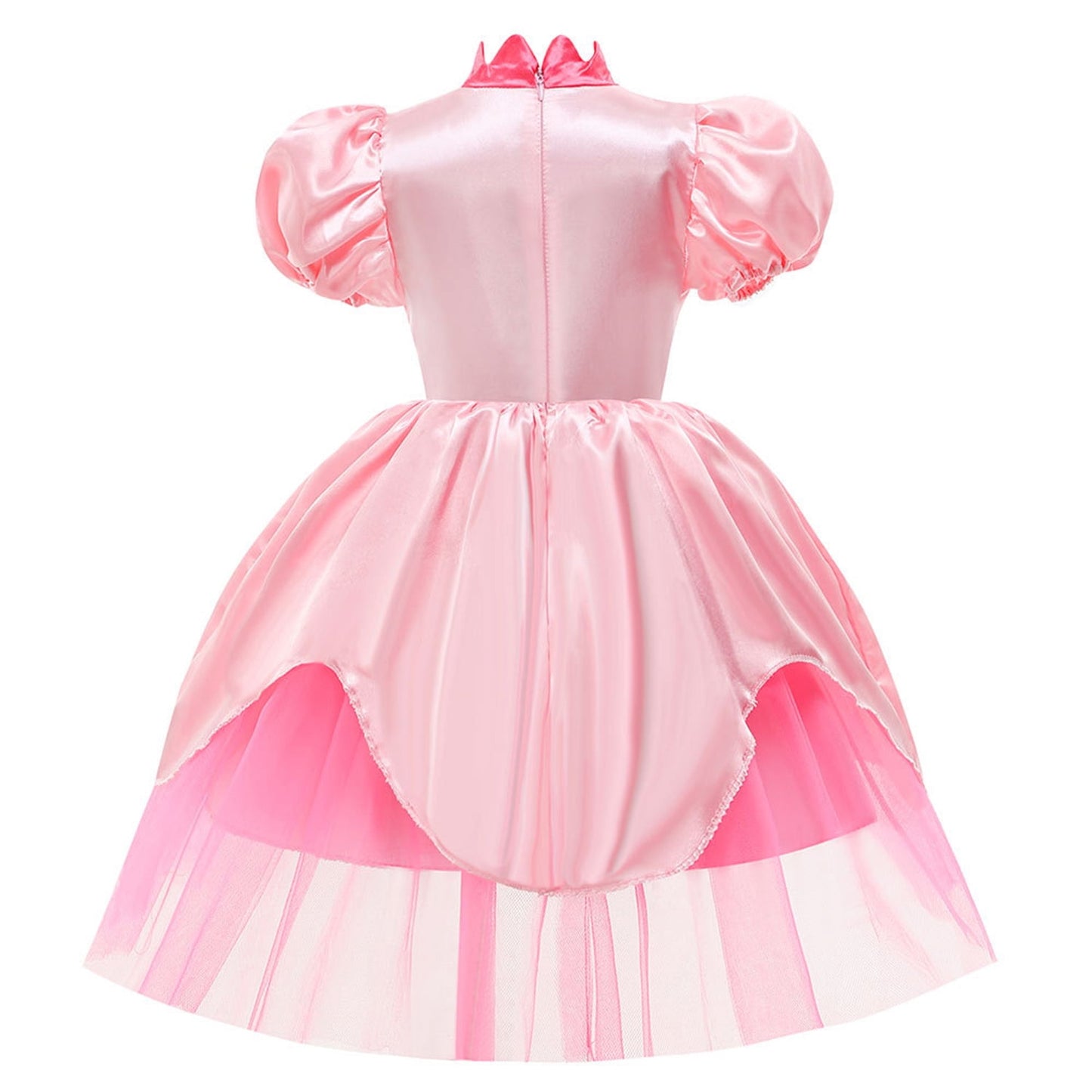 Princess Peach Costume Dress Girls Birthday Party Costume Gift Kids Halloween Party Dress Up With Crown