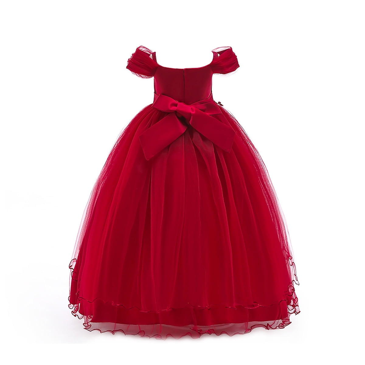 HuaAngel Kids Prom Ball Gown Girl Lace Tulle Flower Princess Party Maxi Dress