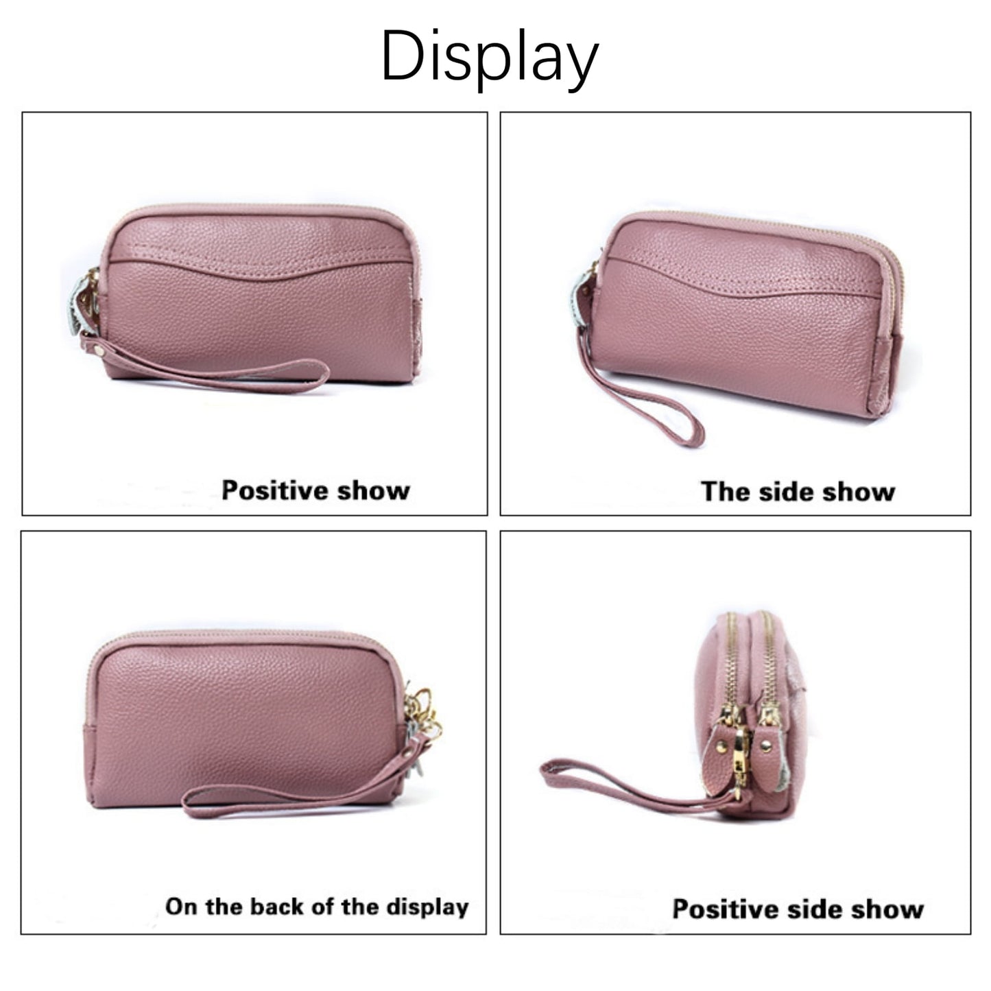 HAWEE Cellphone Wallet for Women Genuine Leather Clutch Purse Large Capacity Double Zipper Wristlet Wallet for Ladies