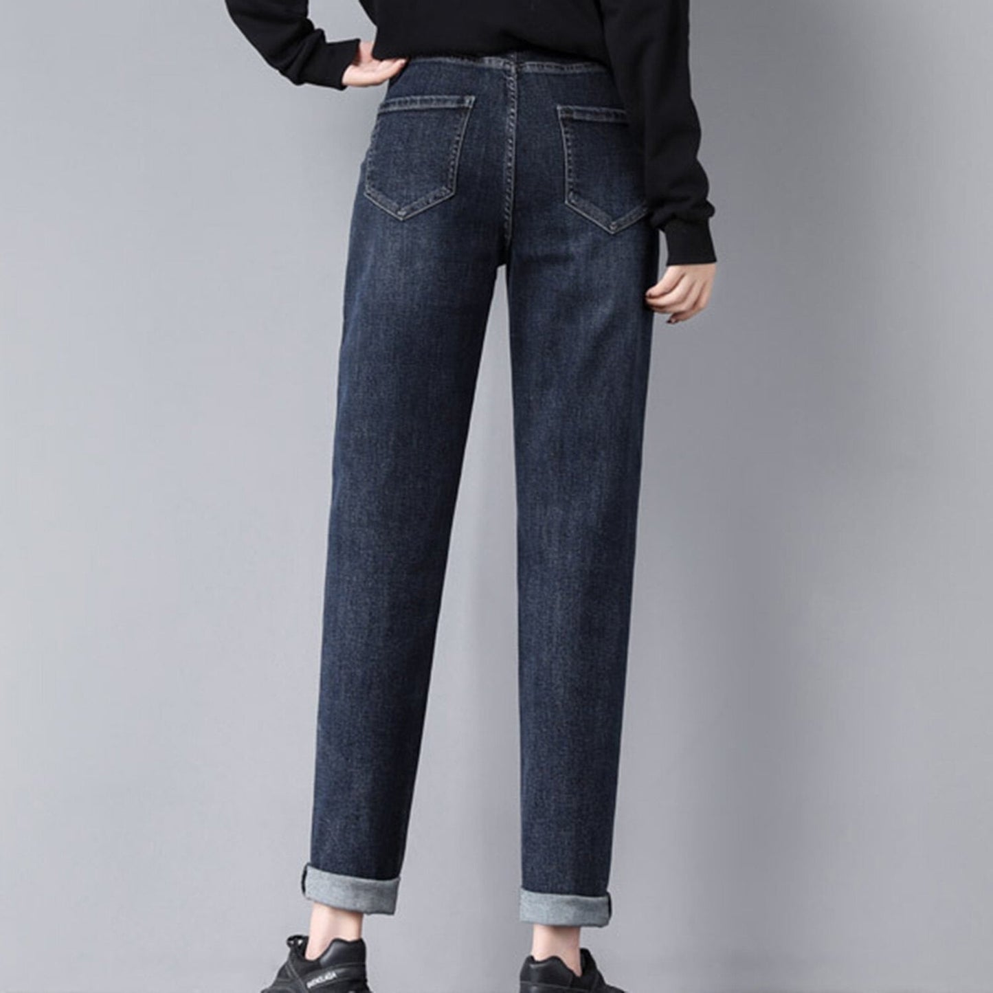 Phenas Women's Maternity Jeans Comfy Plus Size Blue Pregnancy Baggy Ankle Length Jeans