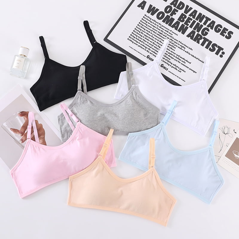 HuaAngel Girls Comfort Flex Fit Bralette 5 Pack Adjustable Straps Fixed Pads Teens Bra Multipack