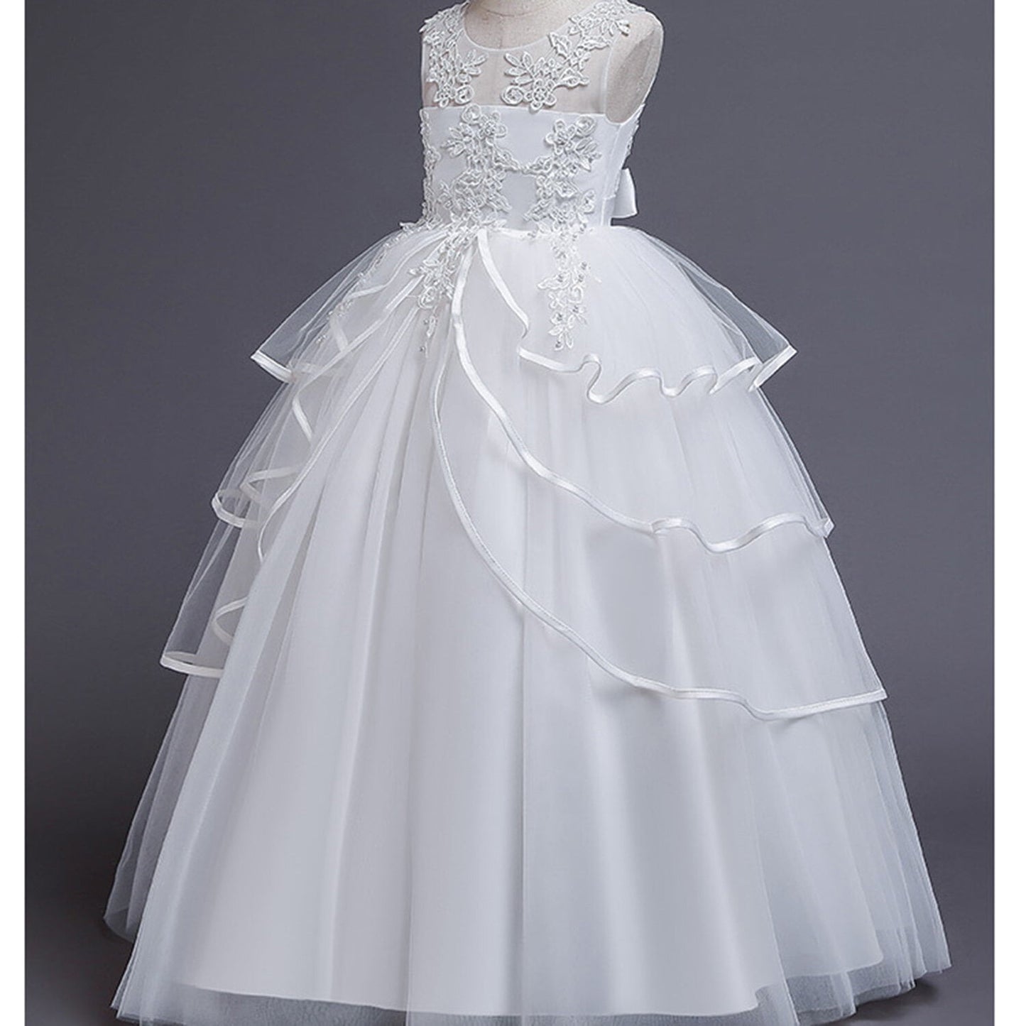 Phenas Girls Lace Bridesmaid Dress Flower Kid Wedding Ball Gown Toddler Princess Pageant Evening Dresses
