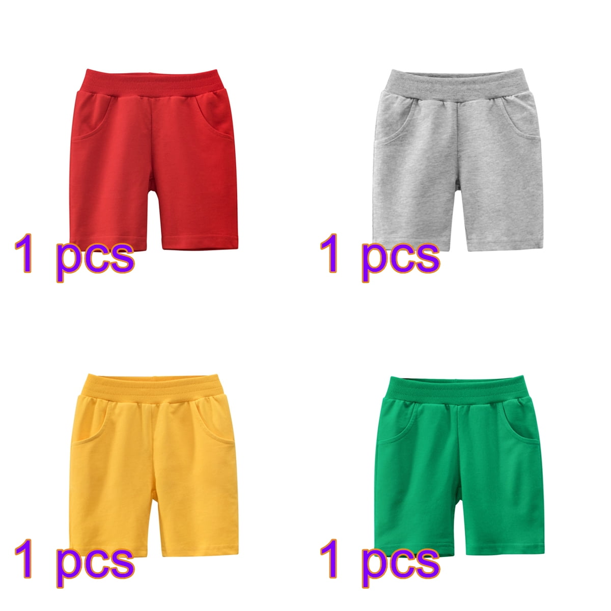 Toddler Boys 4 Pack Cotton Sport Jogger Shorts,Kids Summer Solid Active Short Pants with Pocket
