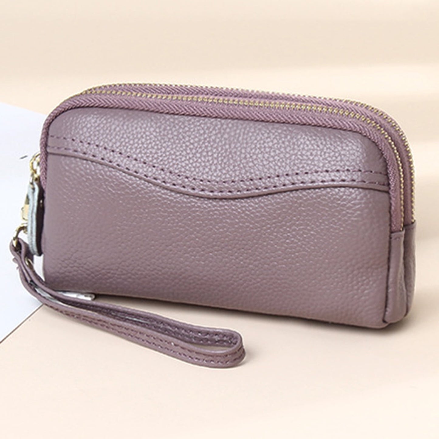 HAWEE Cellphone Wallet for Women Genuine Leather Clutch Purse Large Capacity Double Zipper Wristlet Wallet for Ladies