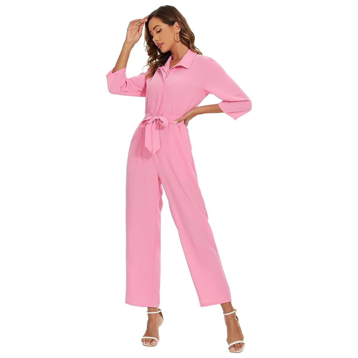 KAWELL Pink Power Jumpsuit Costume for Women - Pink Cowgirl Halloween Cosplay Outfit, 2025 Movie Dress Up Party