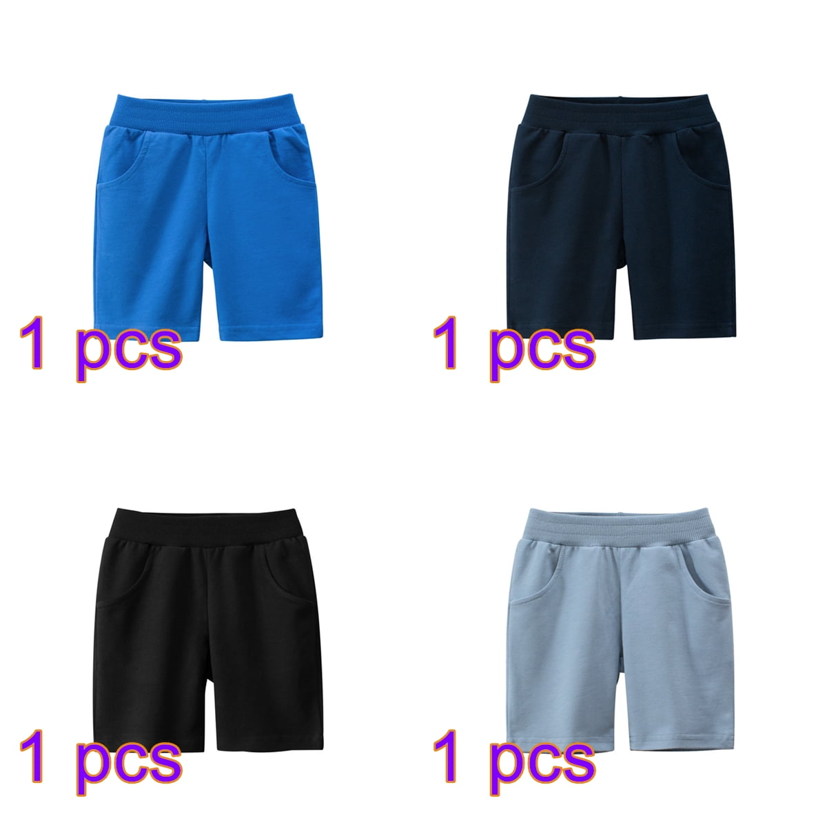 Toddler Boys 4 Pack Cotton Sport Jogger Shorts,Kids Summer Solid Active Short Pants with Pocket