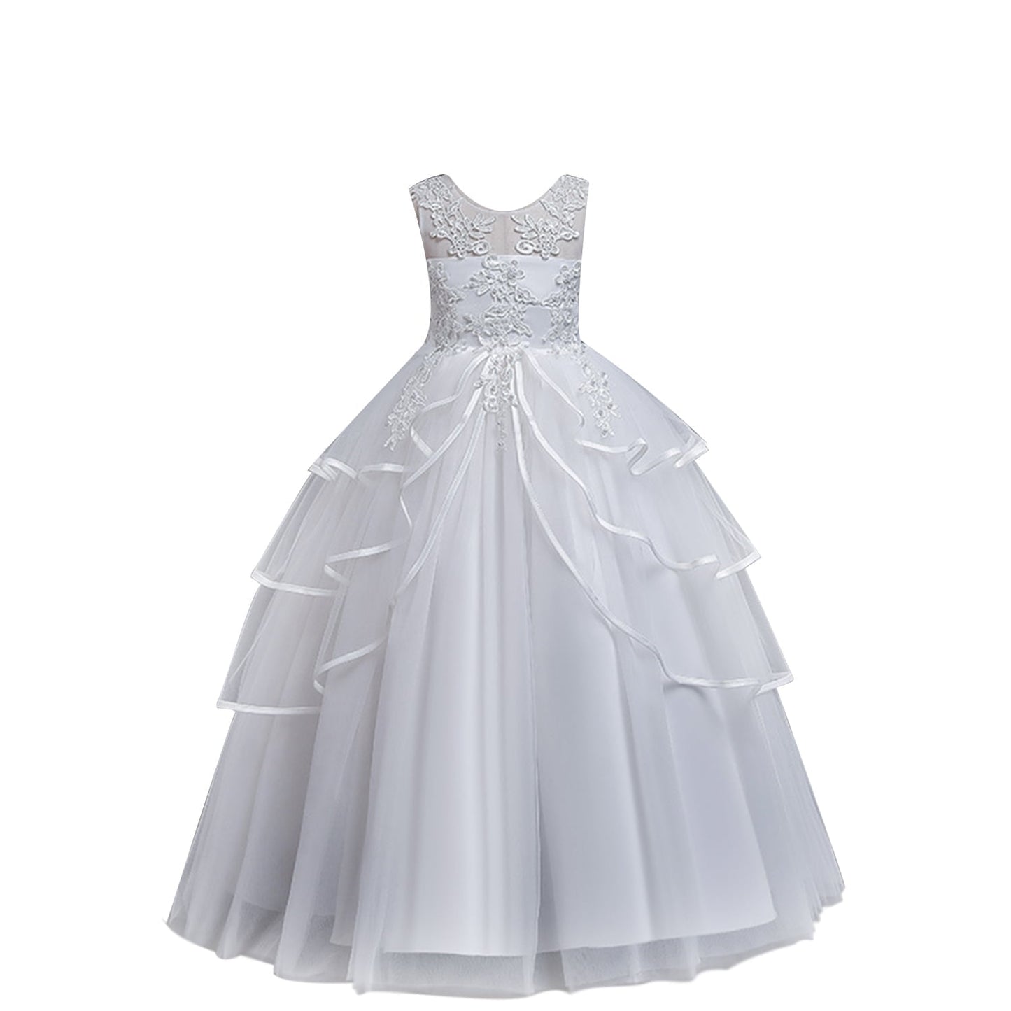 Phenas Girls Lace Bridesmaid Dress Flower Kid Wedding Ball Gown Toddler Princess Pageant Evening Dresses