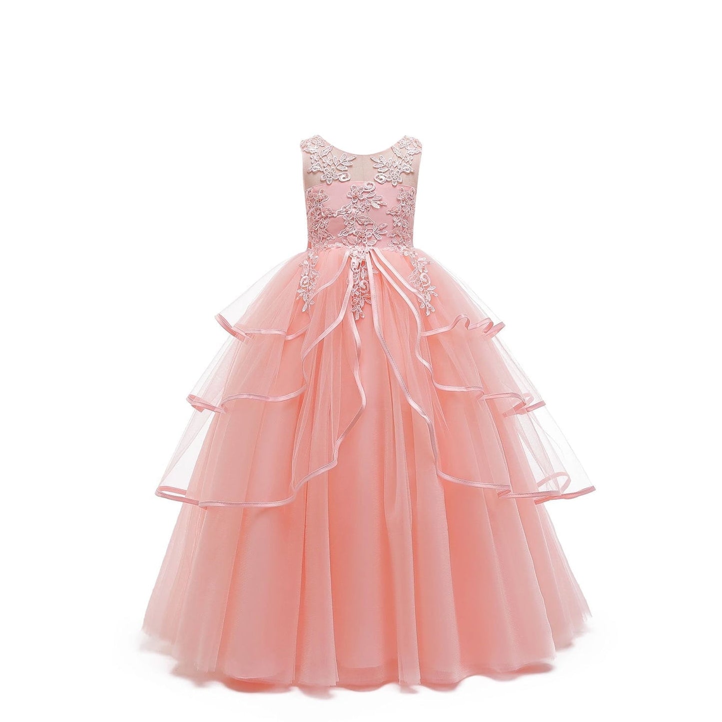 Phenas Girls Lace Bridesmaid Dress Flower Kid Wedding Ball Gown Toddler Princess Pageant Evening Dresses