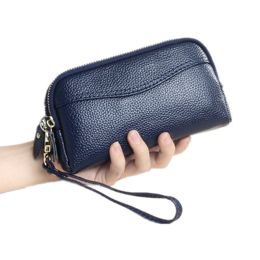 HAWEE Cellphone Wallet for Women Genuine Leather Clutch Purse Large Capacity Double Zipper Wristlet Wallet for Ladies