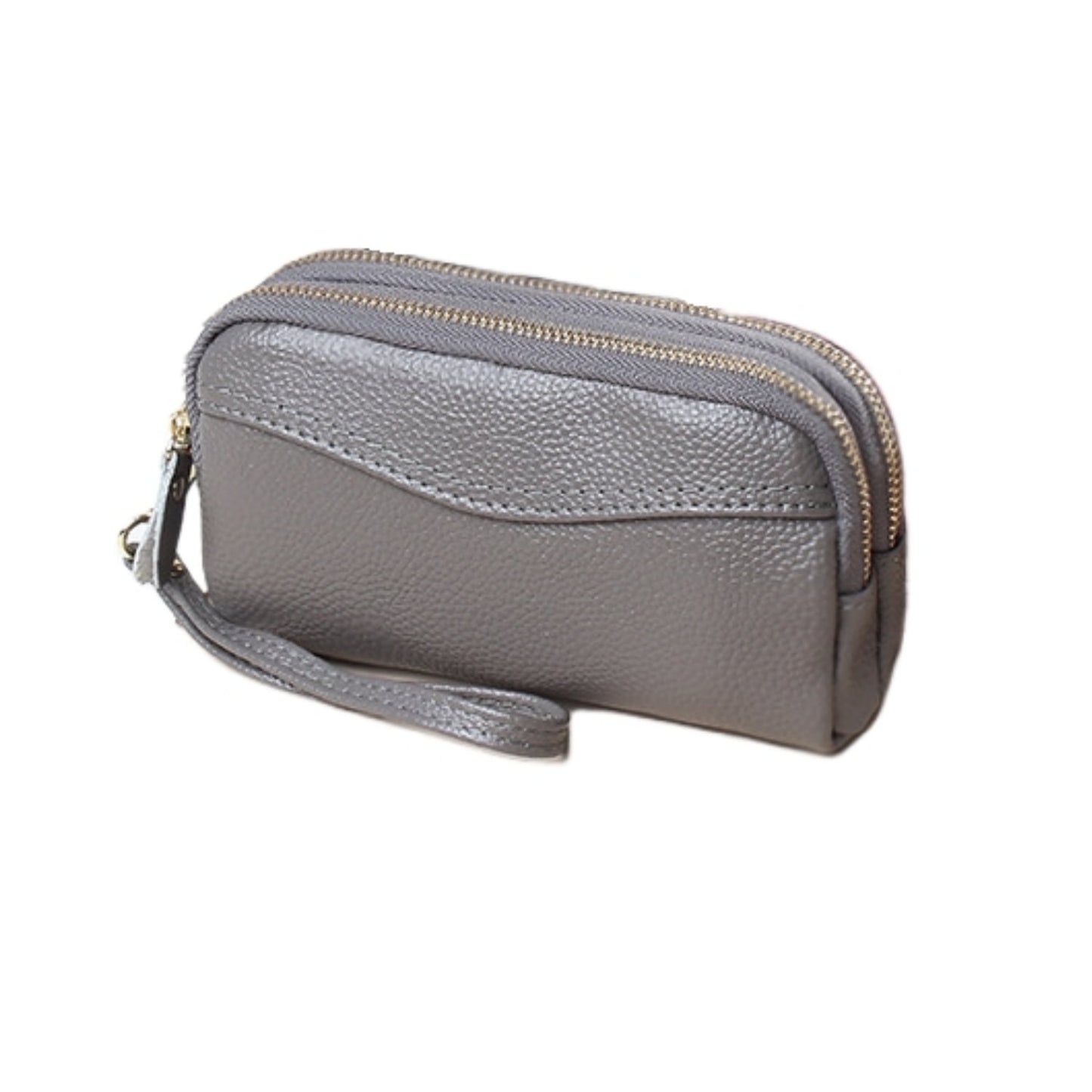 HAWEE Cellphone Wallet for Women Genuine Leather Clutch Purse Large Capacity Double Zipper Wristlet Wallet for Ladies