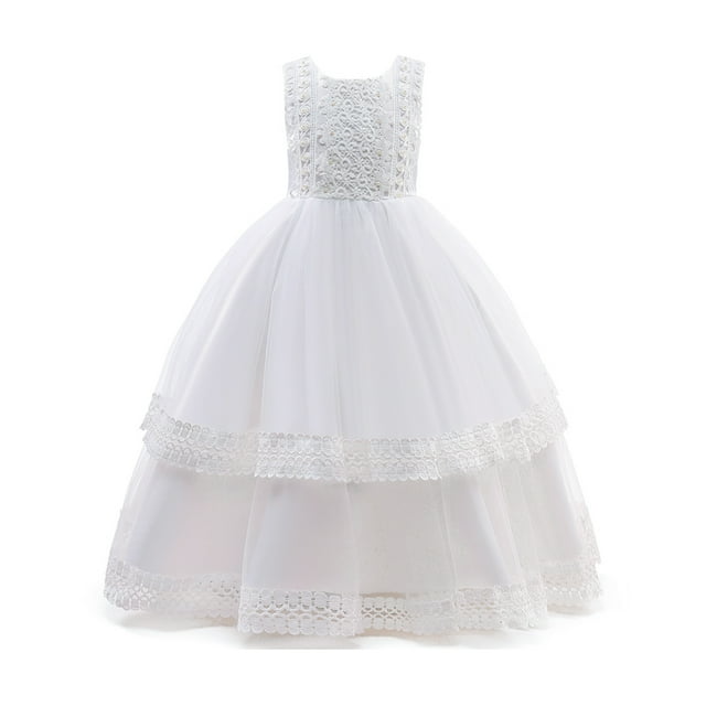 LOEL Girl Lace Dress for Kids Wedding Bridesmaid Pageant Party Formal Long Gown Princess Communion Tulle Dresses