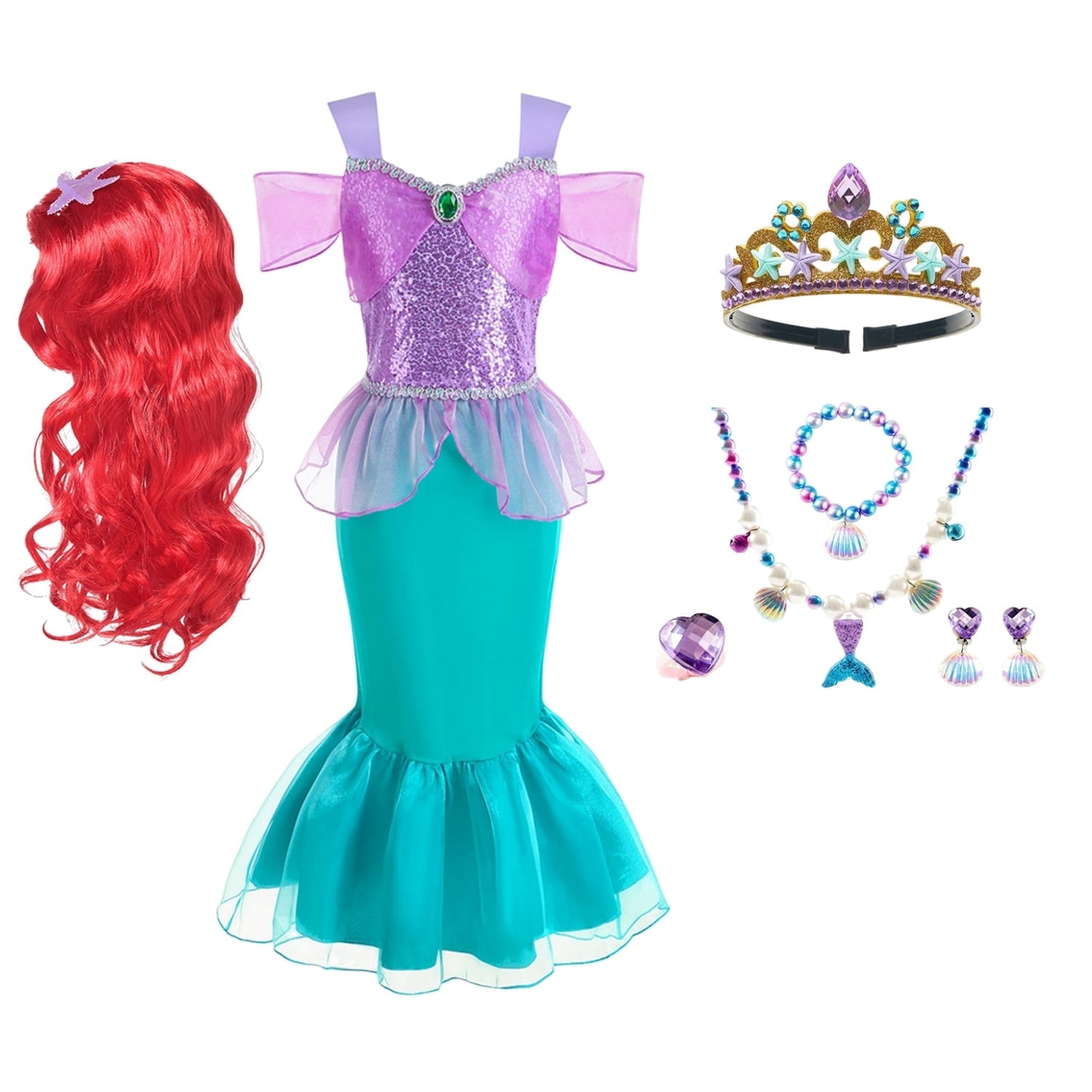 HAWEE Little Girls Mermaid Costume Princess Dress Halloween Outfits Cosplay Fancy Dress