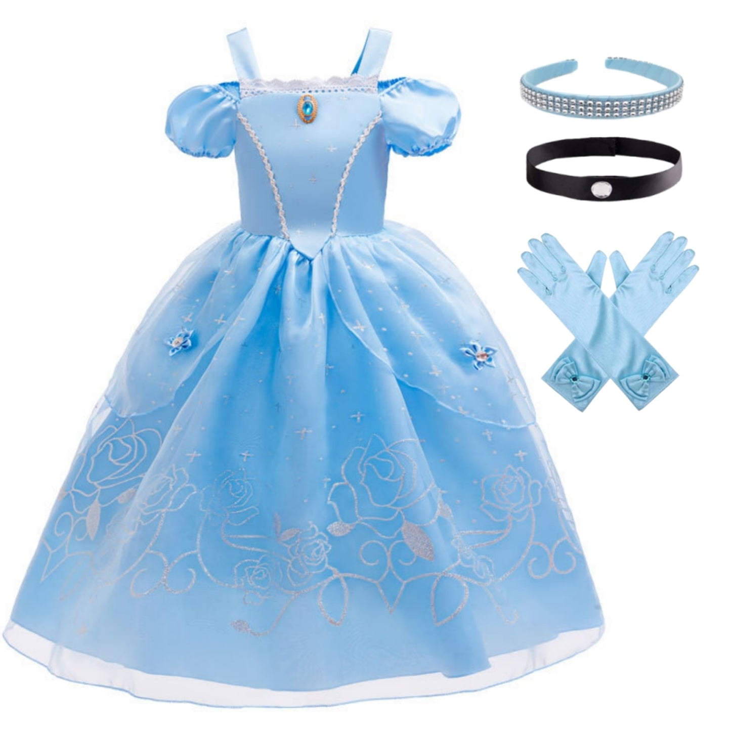 HAWEE Princess Fairy Dress Up Costume for Toddler and Little Girls - Blue Birthday Party Dress