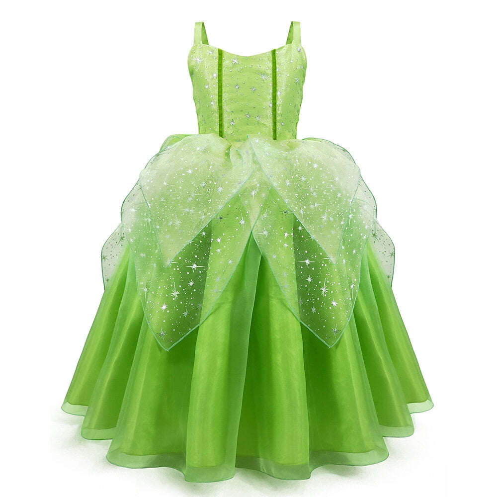 LOEL Tiana Costume for Girls Toddler Halloween Birthday Party Fairy Elf Dress up with Wings