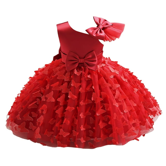 LOEL Toddler Baby Girls Butterfly Dress Flower Girl Sleeveless Princess Dresses Party Wedding Gown