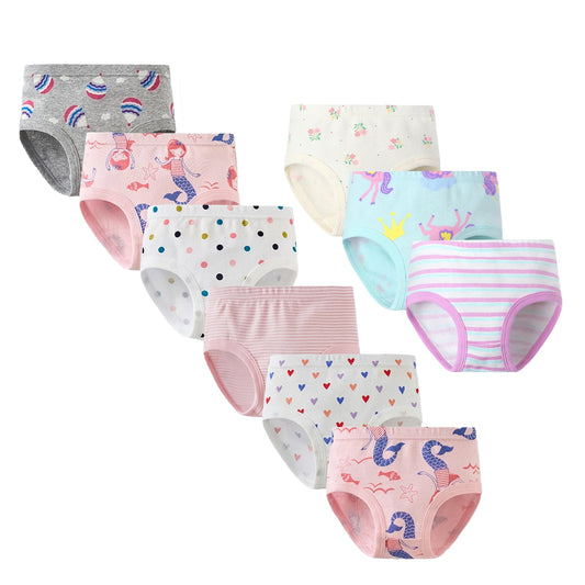 HuaAngel Girls Cotton Brief Underwear Breathable Comfortable Soft Panties 9 Pack Size 2-7
