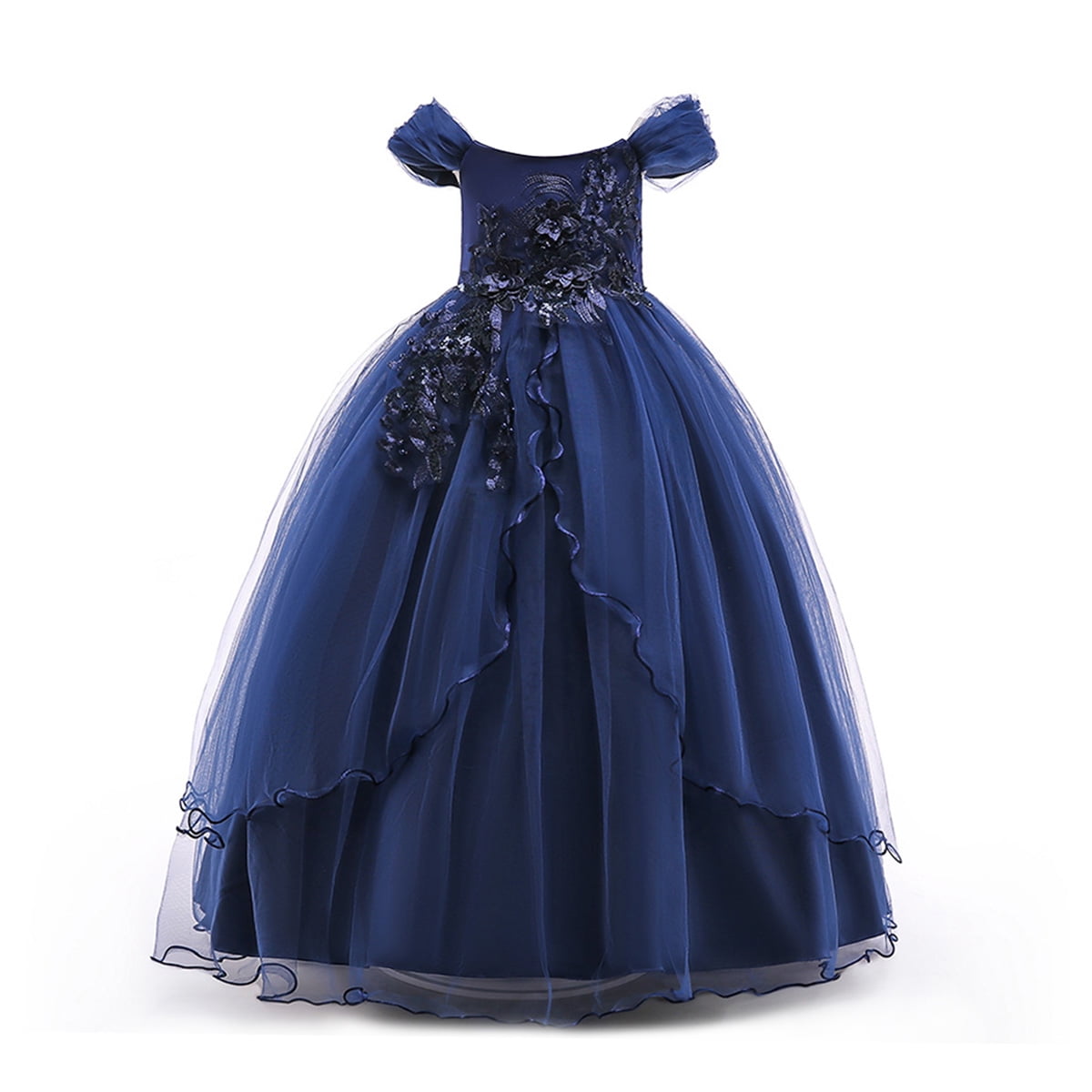 HuaAngel Kids Prom Ball Gown Girl Lace Tulle Flower Princess Party Maxi Dress